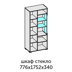 Аллегро-10 Шкаф 2дв. (со стеклом) (дуб крафт золотой-камень темный) в Режи - rezh.mebel24.online | фото 2