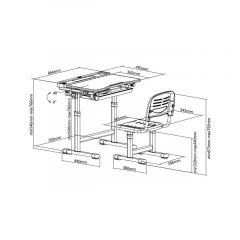 Комплект парта + стул трансформеры Cantare Grey в Режи - rezh.mebel24.online | фото 9