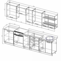 Кухонный гарнитур Антрацит 3000 (Стол. 26мм) в Режи - rezh.mebel24.online | фото 2