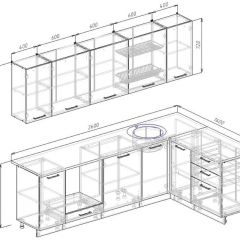 Кухонный гарнитур угловой Жемчуг 2600х1600 (Стол. 26мм) в Режи - rezh.mebel24.online | фото 2