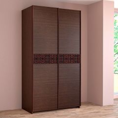 ИННЭС-5 Шкаф-купе 2-х дв. 1400 (2 дв. Ф3 - венге вст. экокожа коричневый) в Режи - rezh.mebel24.online | фото