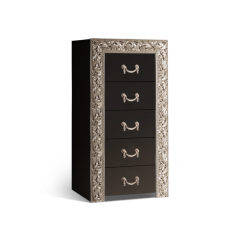Комод 5 ящиков Узкий Тиффани Premium черная/серебро (ТФКМ-2(П) в Режи - rezh.mebel24.online | фото