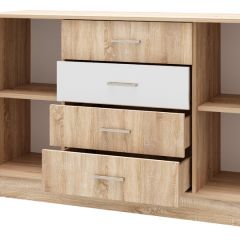 БЕАТРИС Комод К1400 (Дуб Сонома/Белый глянец) в Режи - rezh.mebel24.online | фото 2
