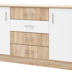 БЕАТРИС Комод К1400 (Дуб Сонома/Белый глянец) в Режи - rezh.mebel24.online | фото