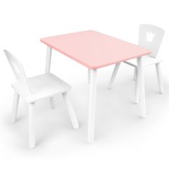 Комплект детской мебели стол и два стула Корона  (Розовый/Белый/Белый) в Режи - rezh.mebel24.online | фото