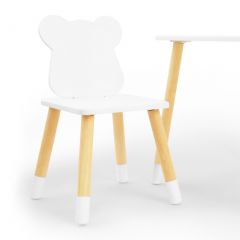 Комплект детской мебели стол и два стула Мишутка (Белый/Белый/Береза) в Режи - rezh.mebel24.online | фото 1