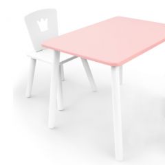 Комплект детской мебели стол и стул Корона (Розовый/Белый/Белый) в Режи - rezh.mebel24.online | фото