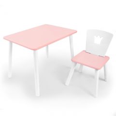 Комплект детской мебели стол и стул Корона (Розовый/Розовый/Белый) в Режи - rezh.mebel24.online | фото 1