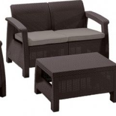 Комплект мебели Корфу сет (Corfu set) коричневый - серо-бежевый * в Режи - rezh.mebel24.online | фото 1