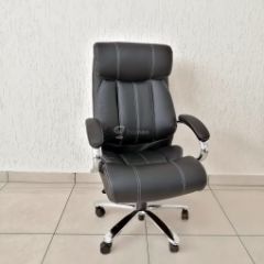 Кресло Barneo K-303 для руководителя (черная экокожа) в Режи - rezh.mebel24.online | фото