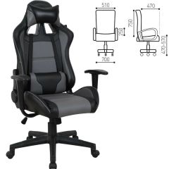 Кресло компьютерное BRABIX "GT Racer GM-100" (черное/серое) 531926 в Режи - rezh.mebel24.online | фото 2