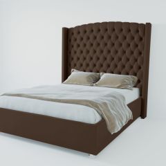 Кровать Берлин ЛЮКС с ПМ 1600 (экокожа коричневая) в Режи - rezh.mebel24.online | фото 2