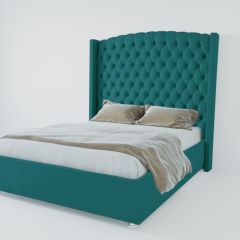 Кровать Берлин ЛЮКС с ПМ 2000 (велюр бирюзовый) в Режи - rezh.mebel24.online | фото 3