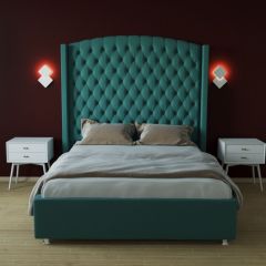 Кровать Берлин ЛЮКС с ПМ 2000 (велюр бирюзовый) в Режи - rezh.mebel24.online | фото 2
