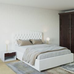 Кровать Берлин с ПМ 1200 (экокожа белая) в Режи - rezh.mebel24.online | фото 2