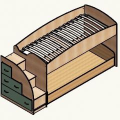 Кровать-чердак "Дюймовочка-4.2"  Дуб молочный/Оранжевый в Режи - rezh.mebel24.online | фото 4