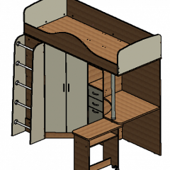 Кровать-чердак "Теремок-1" Дуб молочный/Розовый в Режи - rezh.mebel24.online | фото 3