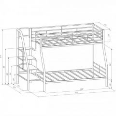 Кровать двухъярусная "Толедо-1П" с полкой Серый/Венге в Режи - rezh.mebel24.online | фото 2