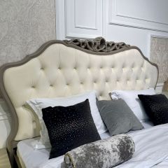 Кровать Мокко 1600 с мягким изголовьем + основание (серый камень) в Режи - rezh.mebel24.online | фото 2