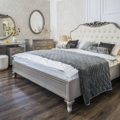 Кровать Мокко 1600 с мягким изголовьем + основание (серый камень) в Режи - rezh.mebel24.online | фото 1
