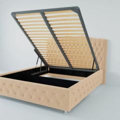 Кровать Нягань с ПМ 800 (экокожа бежевая) в Режи - rezh.mebel24.online | фото