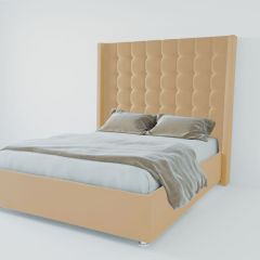Кровать Венеция ЛЮКС с ПМ 1600 (экокожа бежевая) в Режи - rezh.mebel24.online | фото 2