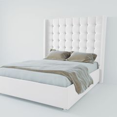 Кровать Венеция ЛЮКС с ПМ 2000 (экокожа белая) в Режи - rezh.mebel24.online | фото 2