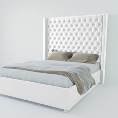 Кровать Версаль ЛЮКС с ПМ 2000 (экокожа белая) в Режи - rezh.mebel24.online | фото