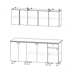 Кухонный гарнитур КГ-1 (Белый/Дуб Золотой/Чёрный) 1800 в Режи - rezh.mebel24.online | фото 2