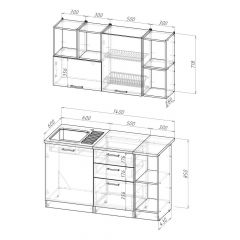 Кухонный гарнитур Лариса медиум 3 1400 мм в Режи - rezh.mebel24.online | фото 2