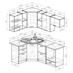 Кухонный гарнитур Лариса оптима 4 1400х2000 мм в Режи - rezh.mebel24.online | фото 2