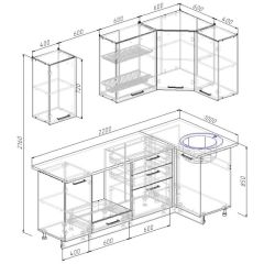 Кухонный гарнитур угловой Бланка 2200х1000 (Стол. 26мм) в Режи - rezh.mebel24.online | фото 3