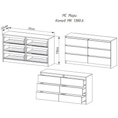 МОРИ МК 1380.6 Комод (графит) в Режи - rezh.mebel24.online | фото 3