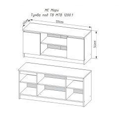 МОРИ МТВ 1200.1 Тумба под ТВ (графит) в Режи - rezh.mebel24.online | фото 3