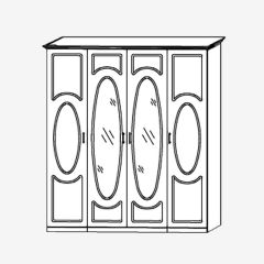 Прованс-2 Шкаф 4-х дверный с 2 зеркалами (Итальянский орех/Груша с платиной черной) в Режи - rezh.mebel24.online | фото