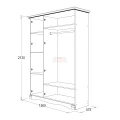 Шкаф 3-х дверный Ольга-1Н для одежды и белья в Режи - rezh.mebel24.online | фото 2