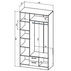 КОСТА-РИКА Шкаф 3-х створчатый (шимо светлый/шимо темный) в Режи - rezh.mebel24.online | фото 2