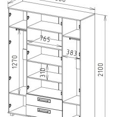 Шкаф 4-х дверный с ящиками М-1 Серия Вега (с зеркалом) в Режи - rezh.mebel24.online | фото 4