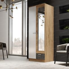 Шкаф Адель 800 с полками (дуб вотан/белый глянец) в Режи - rezh.mebel24.online | фото
