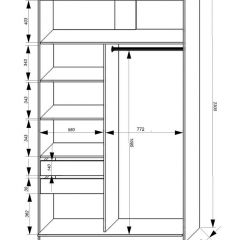 Шкаф-купе 1400 серии SOFT D1+D3+B2+PL1 (2 ящика+1штанга) профиль «Графит» в Режи - rezh.mebel24.online | фото 3