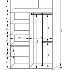 Шкаф-купе 1400 серии SOFT D8+D2+B2+PL4 (2 ящика+F обр.штанга) профиль «Графит» в Режи - rezh.mebel24.online | фото 3