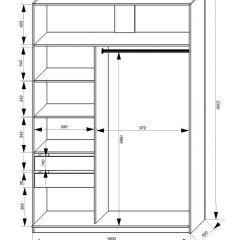 Шкаф-купе 1600 серии SOFT D1+D3+B2+PL1 (2 ящика+1штанга) профиль «Графит» в Режи - rezh.mebel24.online | фото 4