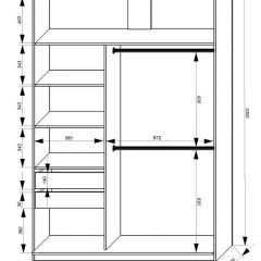 Шкаф-купе 1600 серии SOFT D8+D2+B2+PL4 (2 ящика+F обр.штанга) профиль «Графит» в Режи - rezh.mebel24.online | фото 2