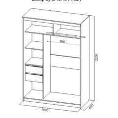 Шкаф-купе №19 Серия 3 Квадро (1500) Ясень Анкор светлый в Режи - rezh.mebel24.online | фото 4