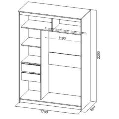 Шкаф-купе №19 Серия 3 Квадро (1700) Ясень Анкор светлый в Режи - rezh.mebel24.online | фото 4