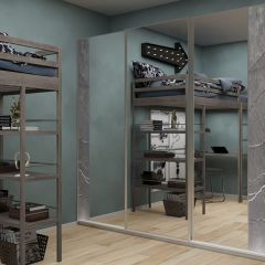 Шкаф-купе 1950 серии SILVER S3+S1+S3Z B22+PL2 (по 2 ящика лев/прав+1штанга+1 полка) профиль «Серебро» в Режи - rezh.mebel24.online | фото