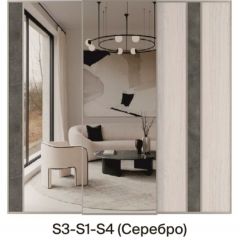 Шкаф-купе 1950 серии SILVER S7+S1+S7Z B22+PL1 (по 2 ящика лев/прав+1штанга) профиль «Серебро» в Режи - rezh.mebel24.online | фото 9