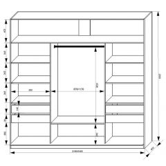 Шкаф-купе 2100 серии SOFT D2+D7+D3+B22+PL2 (по 2 ящика лев/прав+1штанга+1полка) профиль «Графит» в Режи - rezh.mebel24.online | фото 3