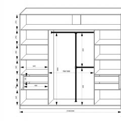 Шкаф-купе 2150 серии NEW CLASSIC K4+K4+K4+B22+PL4(по 2 ящика лев/прав+F обр.штанга) профиль «Капучино» в Режи - rezh.mebel24.online | фото 3