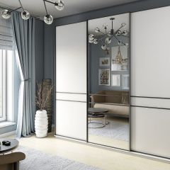 Шкаф-купе 2400 серии SOFT D5+D4+D5+B22+PL3 (по 2 ящика лев/прав+2штанги) профиль «Графит» в Режи - rezh.mebel24.online | фото